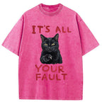 Unisex Cat's Accusation Washed T-Shirt