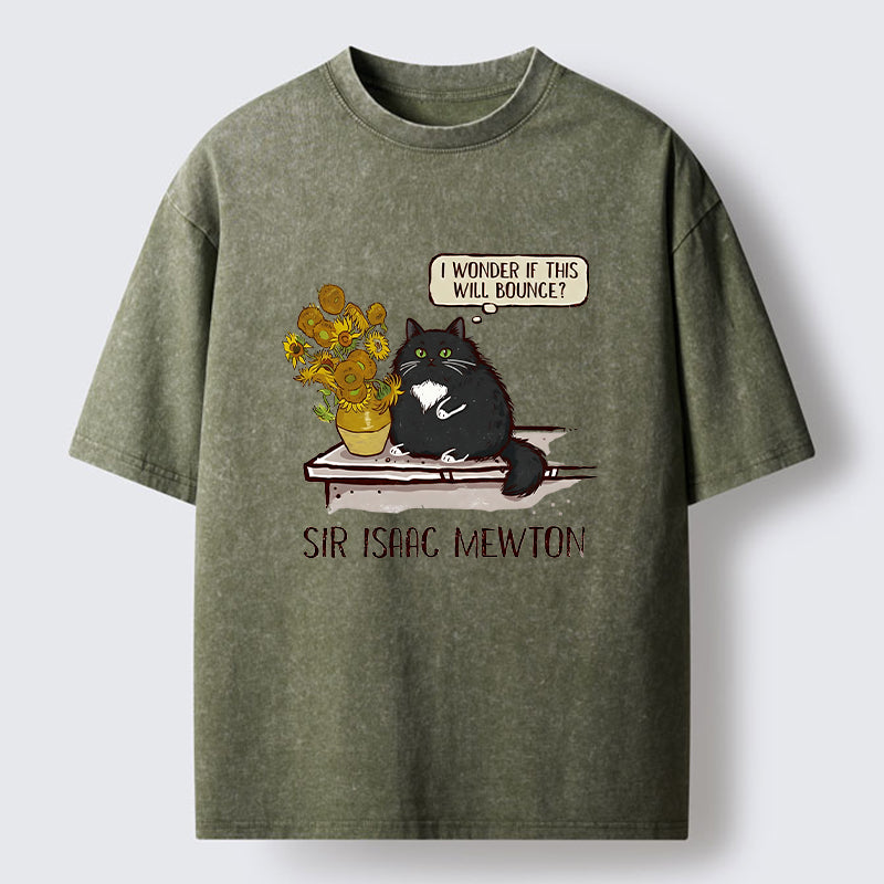 Unisex Cat Wants To Do A Physics Experiment Washed T-Shirt