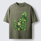 Unisex Clover Cat Washed T-Shirt