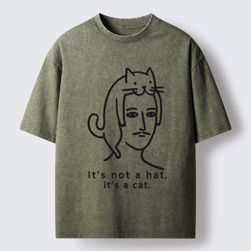 Unisex Not Hat It’s A Cat Washed T-Shirt