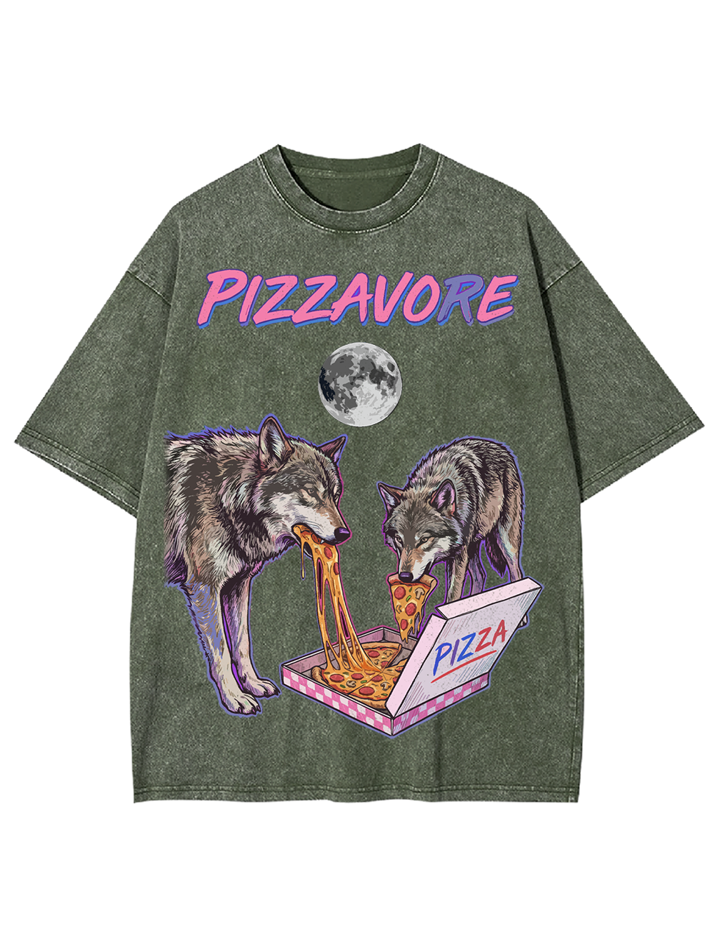 Unisex Pizzavore Printed Washed Tee