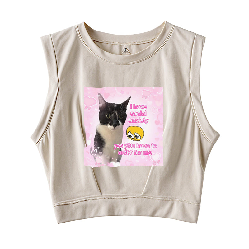 I have Social Anxiety Sleeveless Crop Top