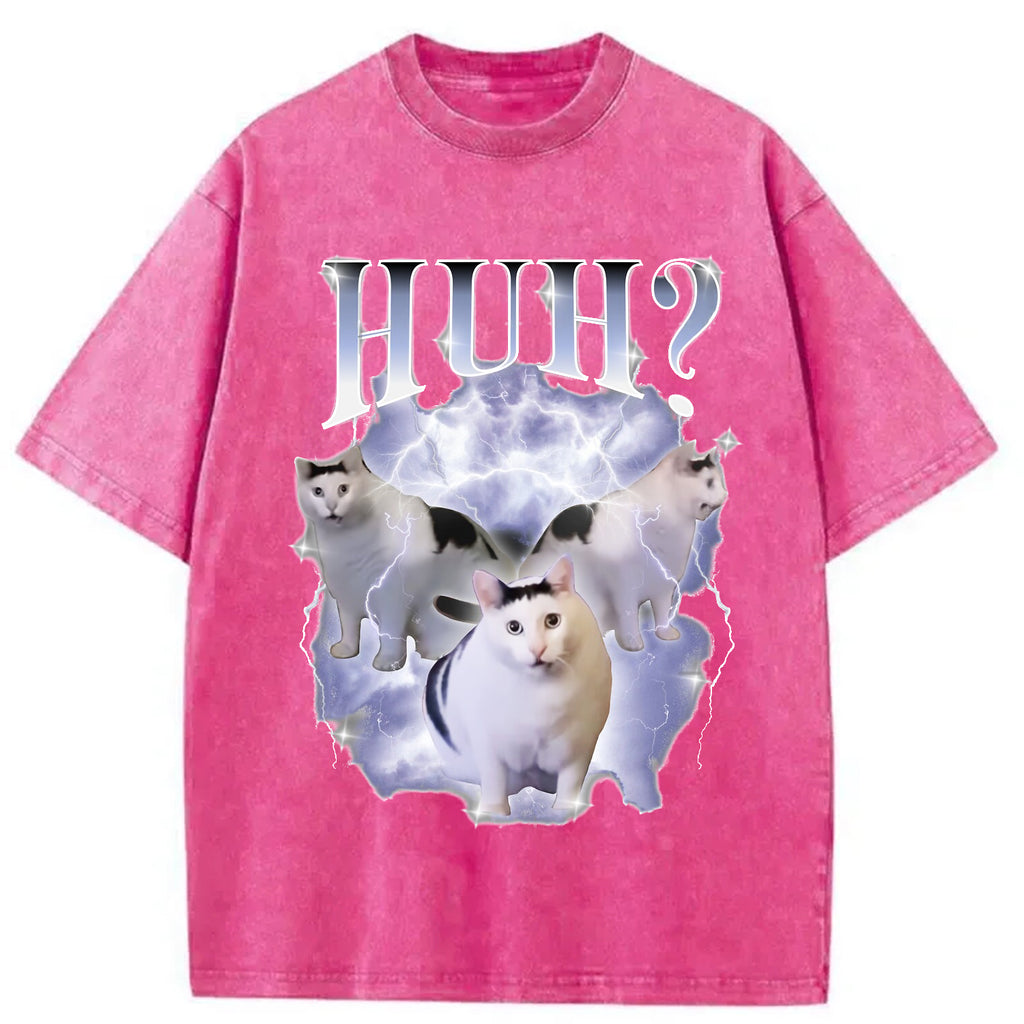 Huh Cat Chonky Ben Meme Washed T-Shirt