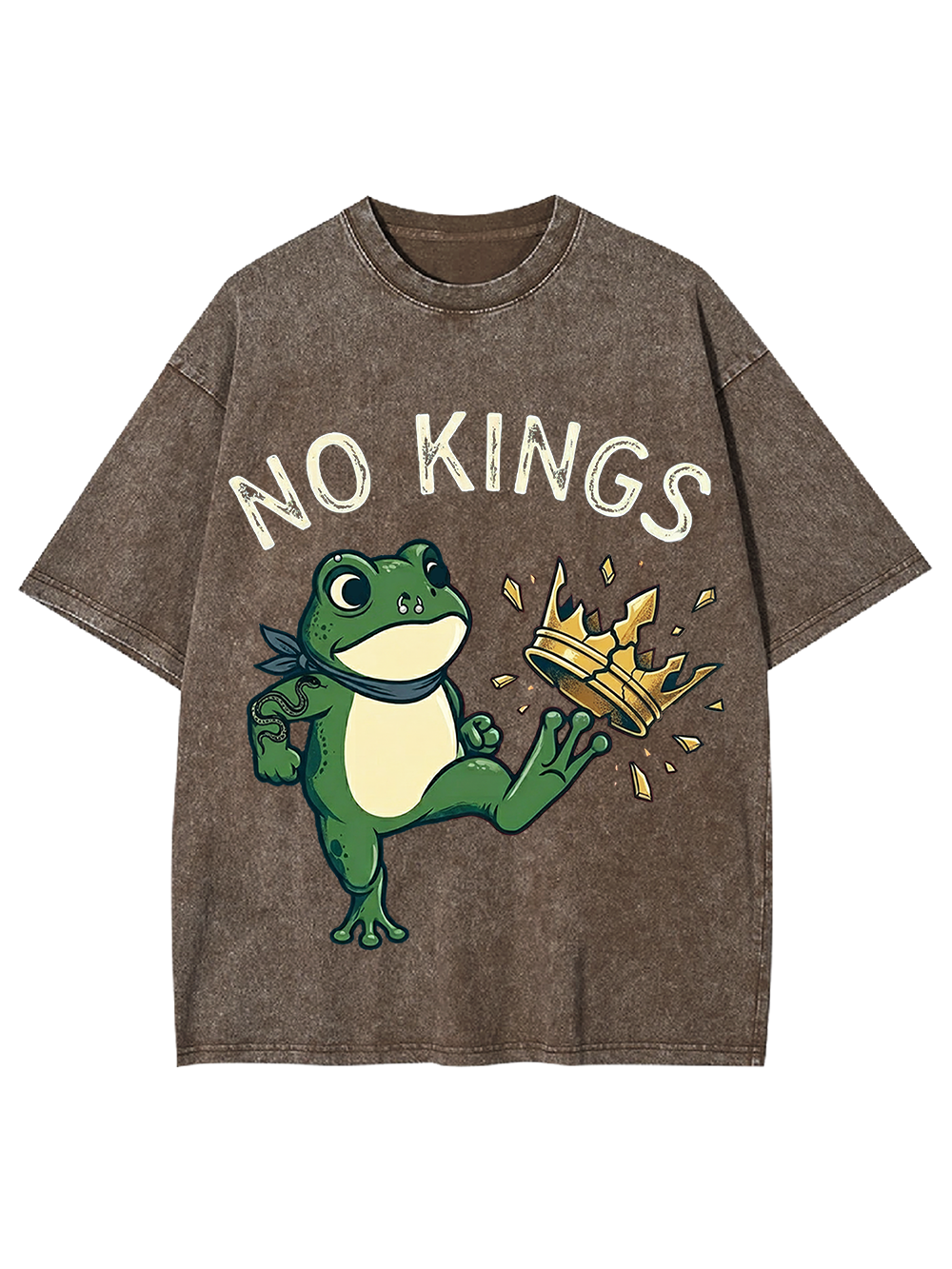 Unisex Frog Against the Crown Printed Washed Tee