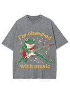 Unisex I’m obsessed with music Printed Washed Tee