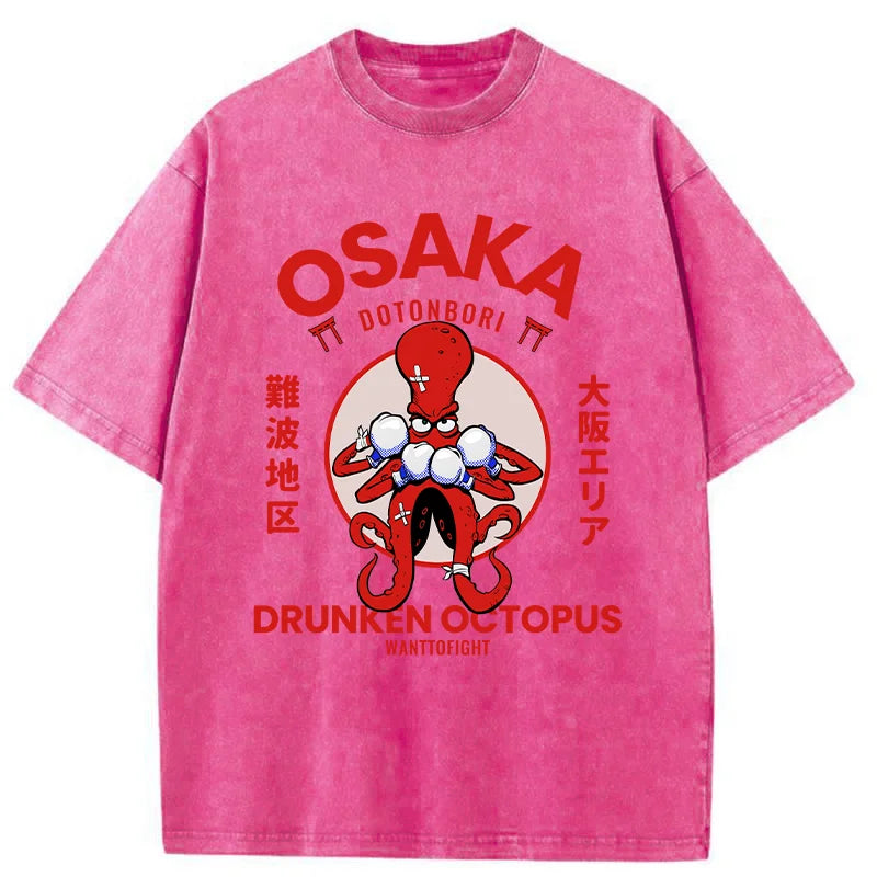 Osaka Octopus Monster Japan Washed T-Shirt
