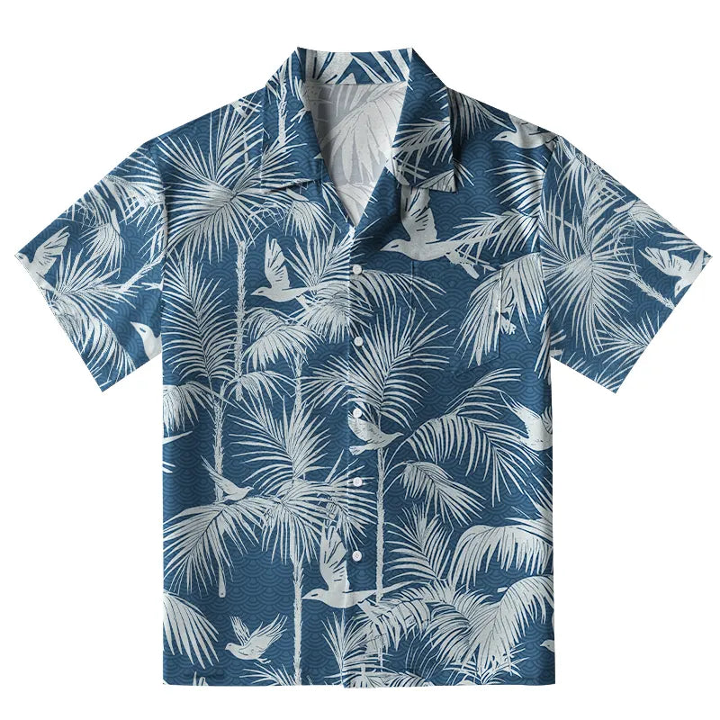 Palm Tree And Flying Birds Aloha Hawaiian Shirt