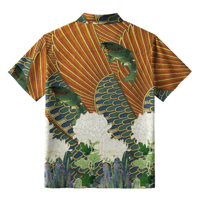 Geisha Among The Chrysanthemums Hawaiian Shirt
