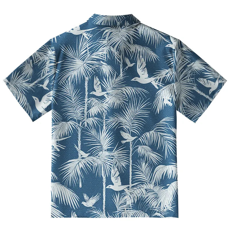 Palm Tree And Flying Birds Button-up Shirt
