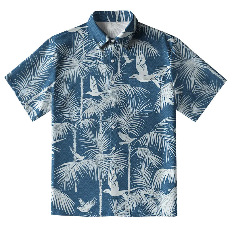 Palm Tree And Flying Birds Button-up Shirt