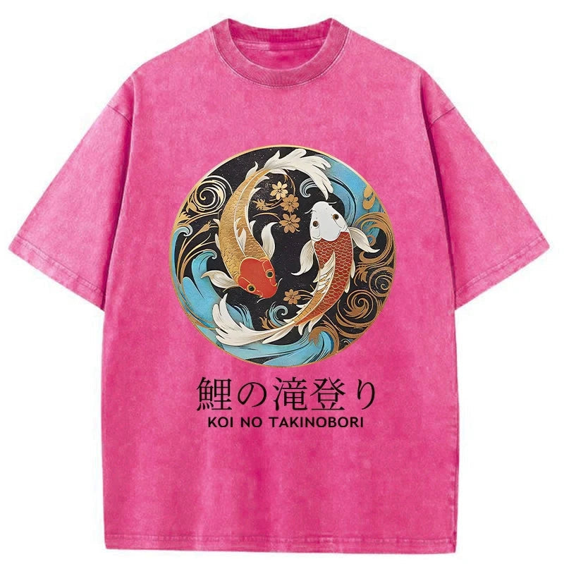 Two Koi Carps Washed T-Shirt
