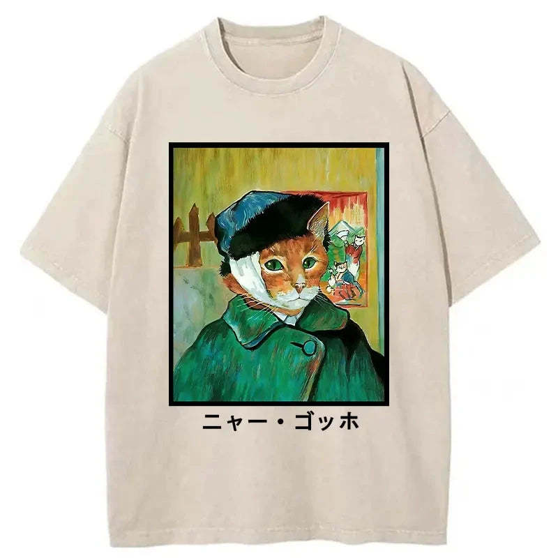 Meow Gogh Washed T-Shirt