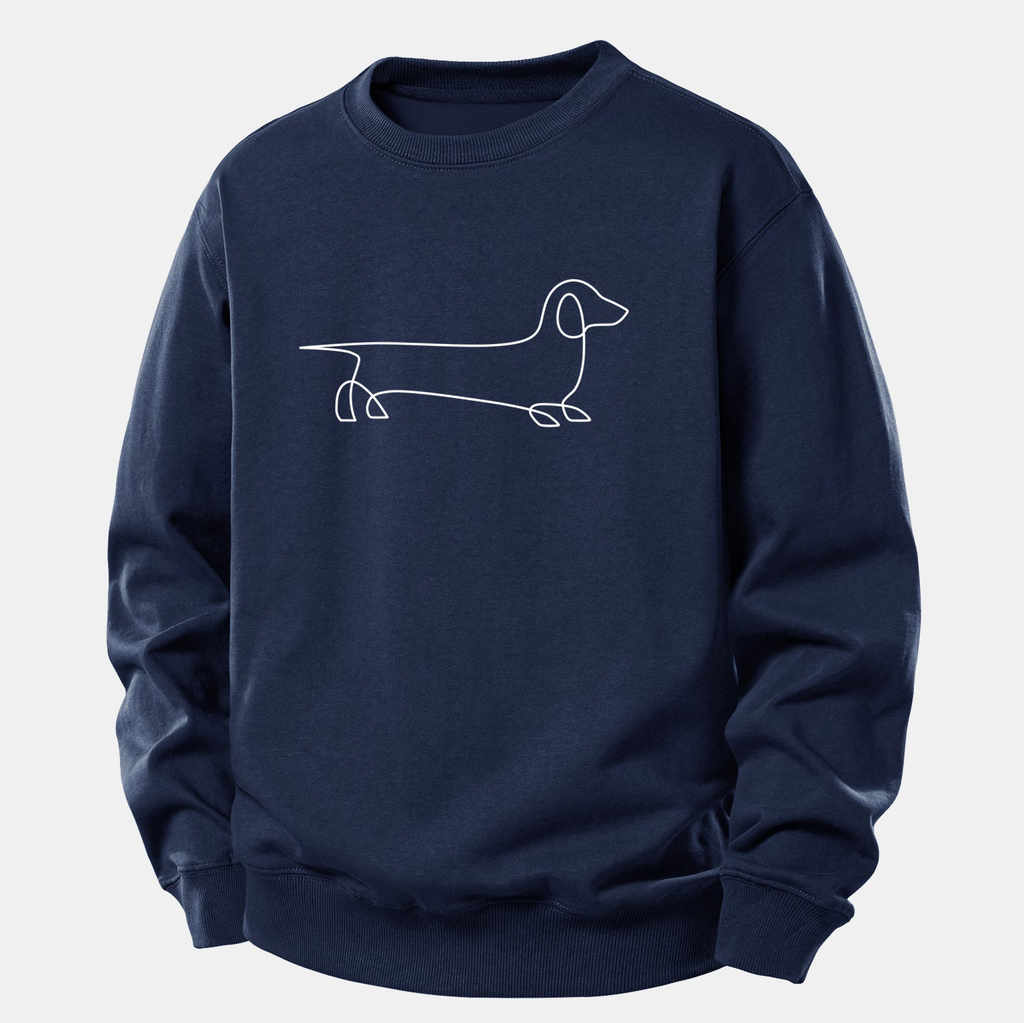 Line Dachshund Print Relax Fit Sweatshirt
