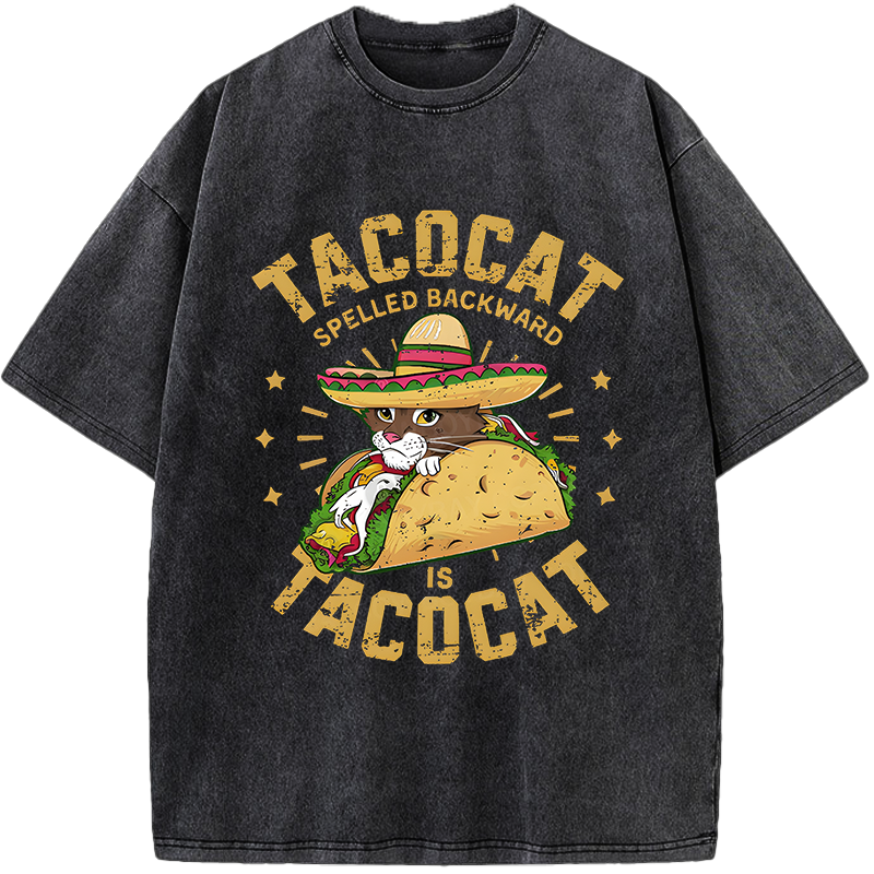 Taco Cat Palindrome Vintage Washed T-Shirt