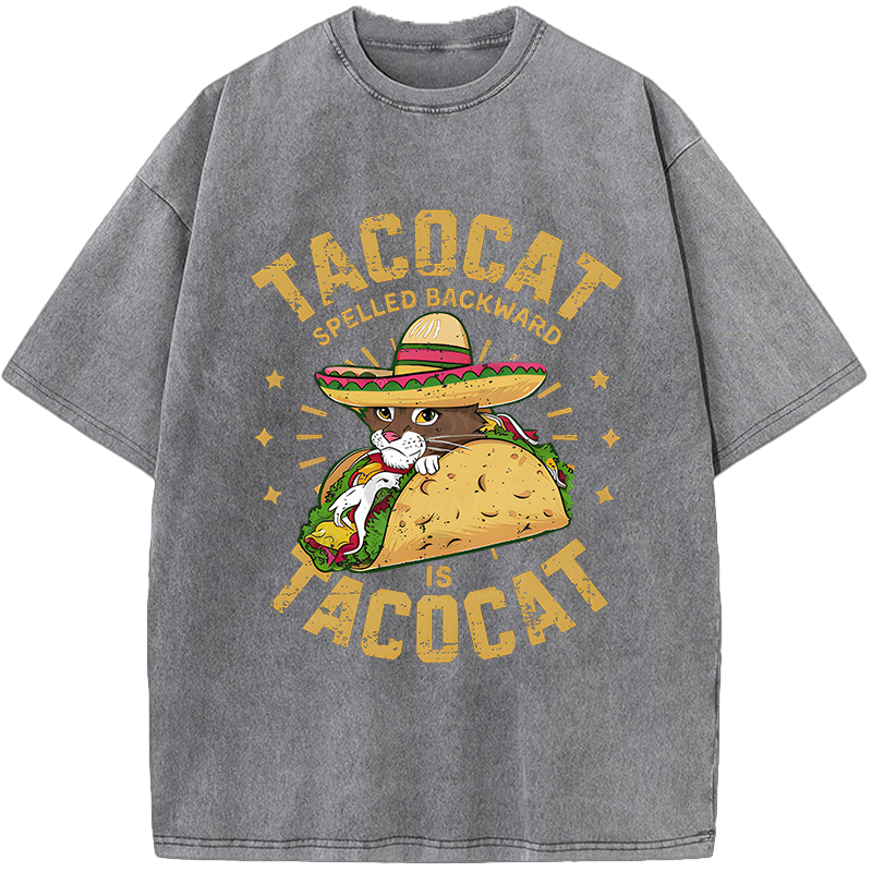 Taco Cat Palindrome Vintage Washed T-Shirt