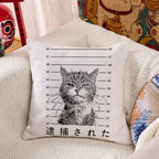 Cat That Was Arrested Cushion Pillow