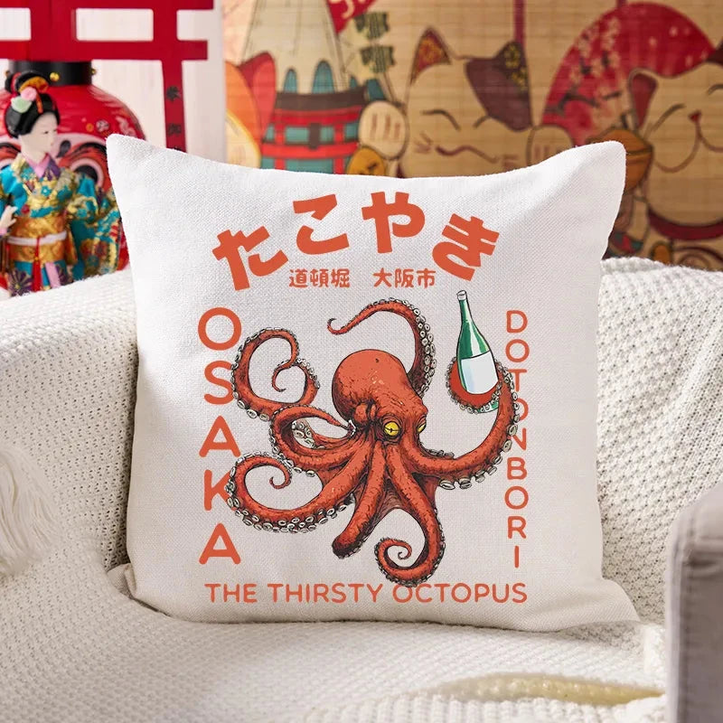 Octopus Drinks Soju Cushion Pillow