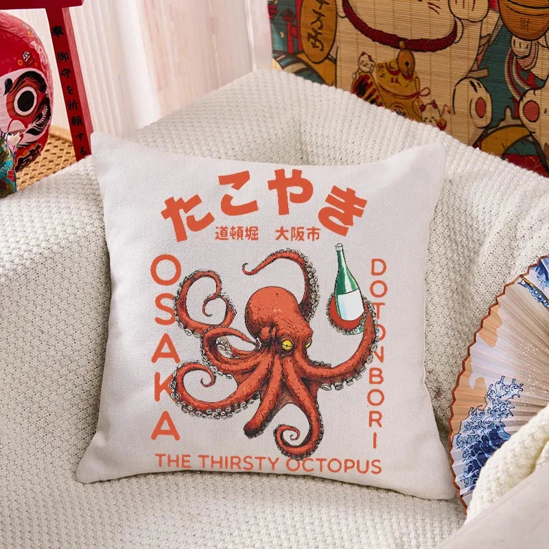 Octopus Drinks Soju Cushion Pillow