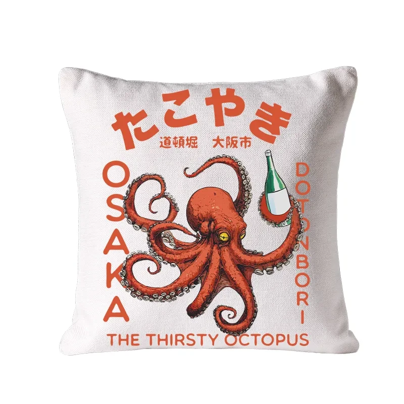 Octopus Drinks Soju Cushion Pillow