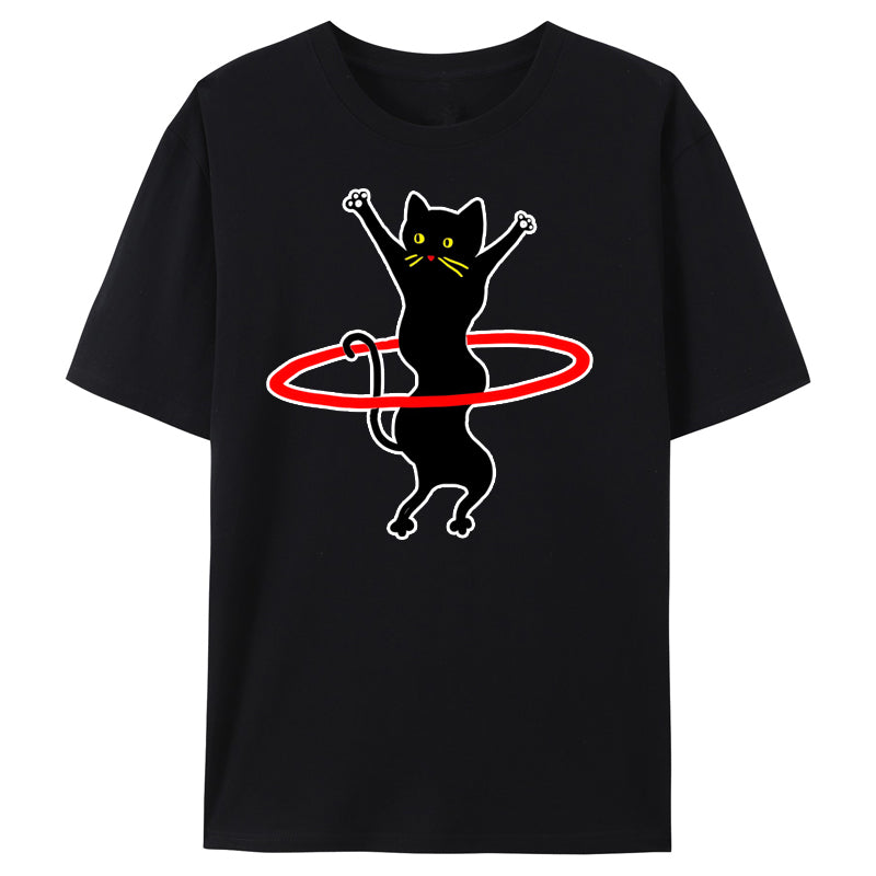 Black Cat And Hula Hoop Classic T-Shirt