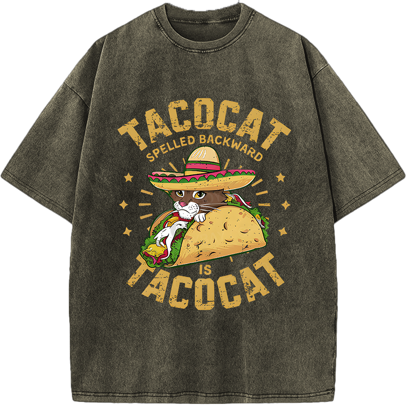 Taco Cat Palindrome Vintage Washed T-Shirt