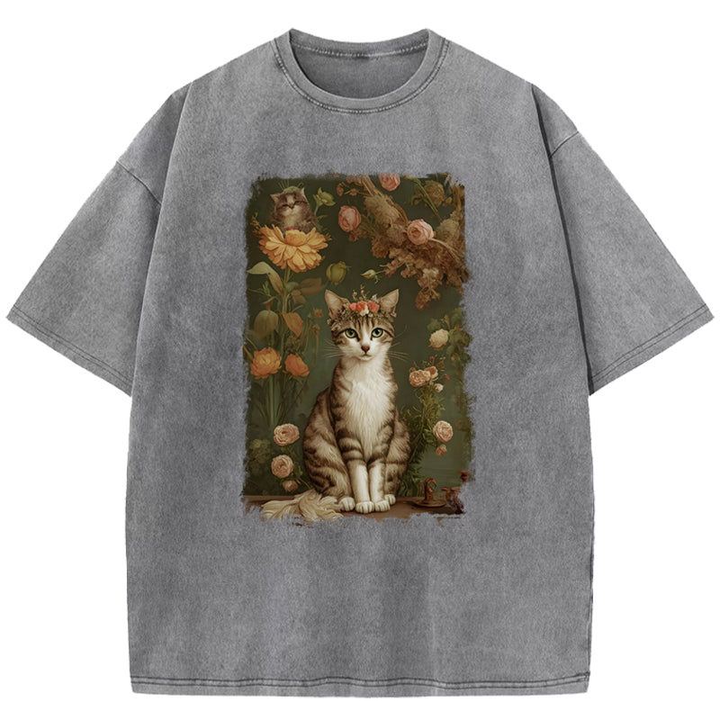 Cats & Flowers Washed T-Shirt