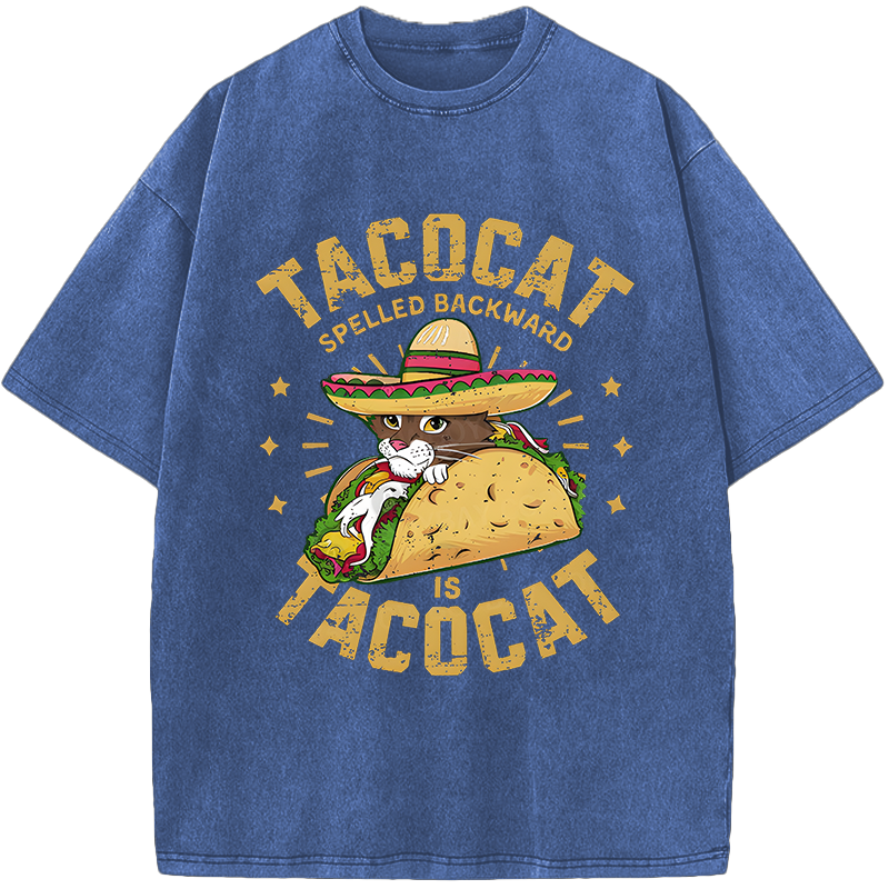 Taco Cat Palindrome Vintage Washed T-Shirt