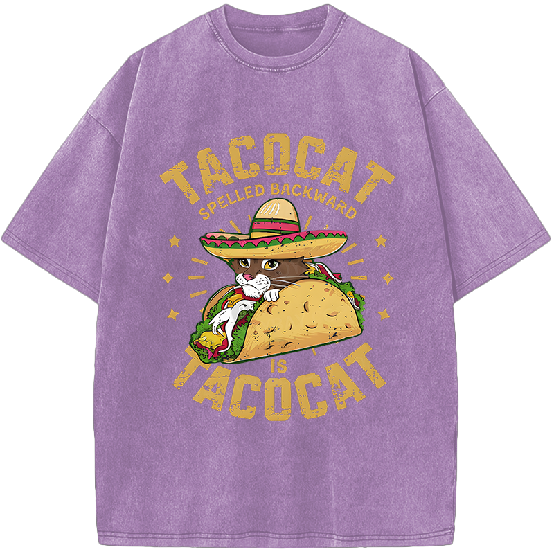 Taco Cat Palindrome Vintage Washed T-Shirt