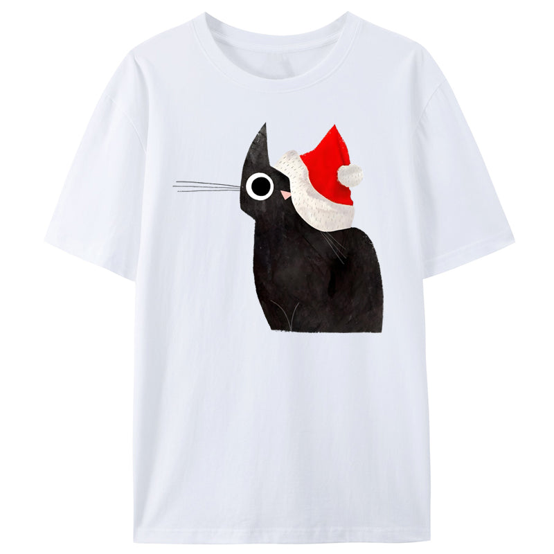 Black Cat and Santa Hat  Classic T-Shirt