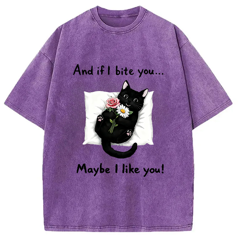 Cat's Expression Of Love Washed T-Shirt