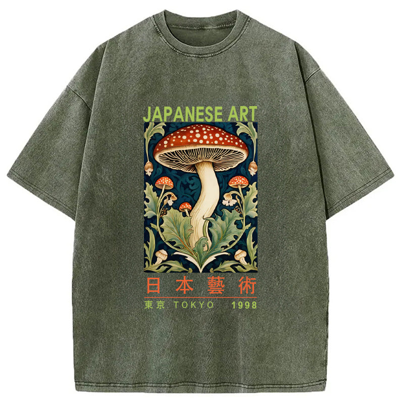 Japanese Art Mushroom Vintage Washed T-Shirt