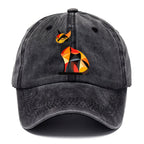 Geometric Cat In Thought Washed Cap