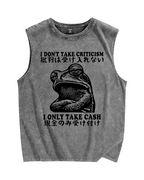 Frog Only Take Cash Vintage Distressed Washed Tank Top