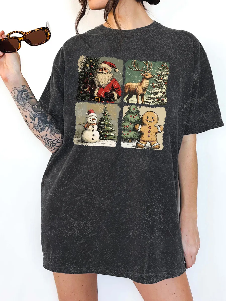 Vintage Christmas Sublimation Washed T-Shirt
