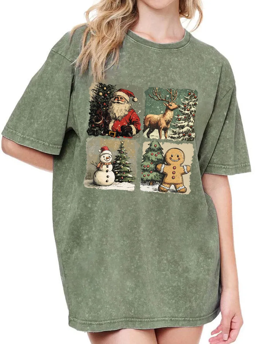 Vintage Christmas Sublimation Washed T-Shirt