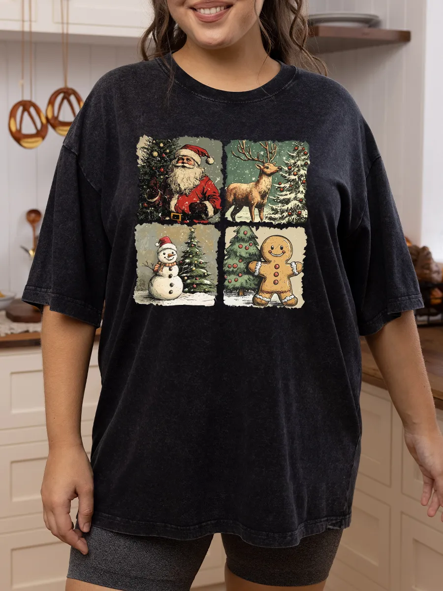 Vintage Christmas Sublimation Washed T-Shirt