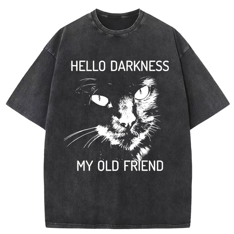 Hello Darkness My Old Friend Cat Eyes Washed T-Shirt