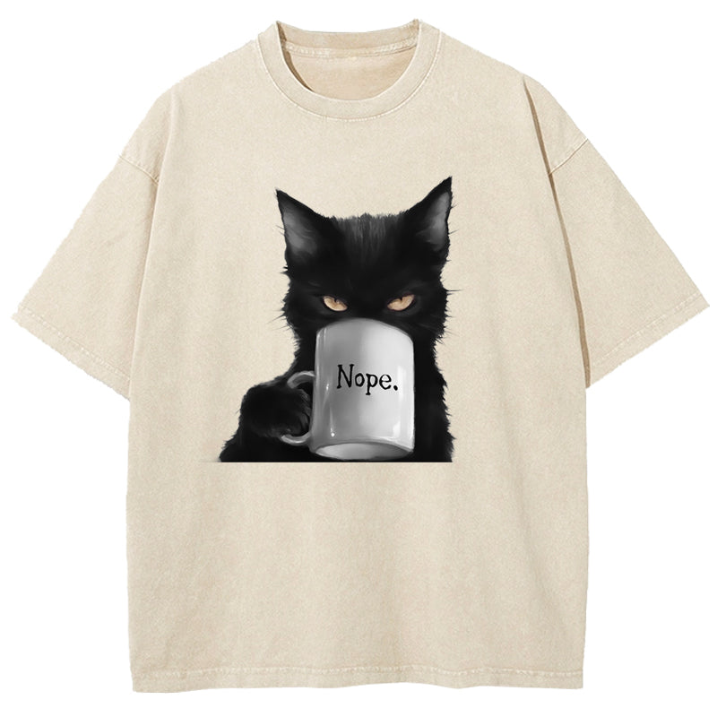 Funny Cat Art Print Washed T-Shirt