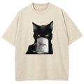 Funny Cat Art Print Washed T-Shirt