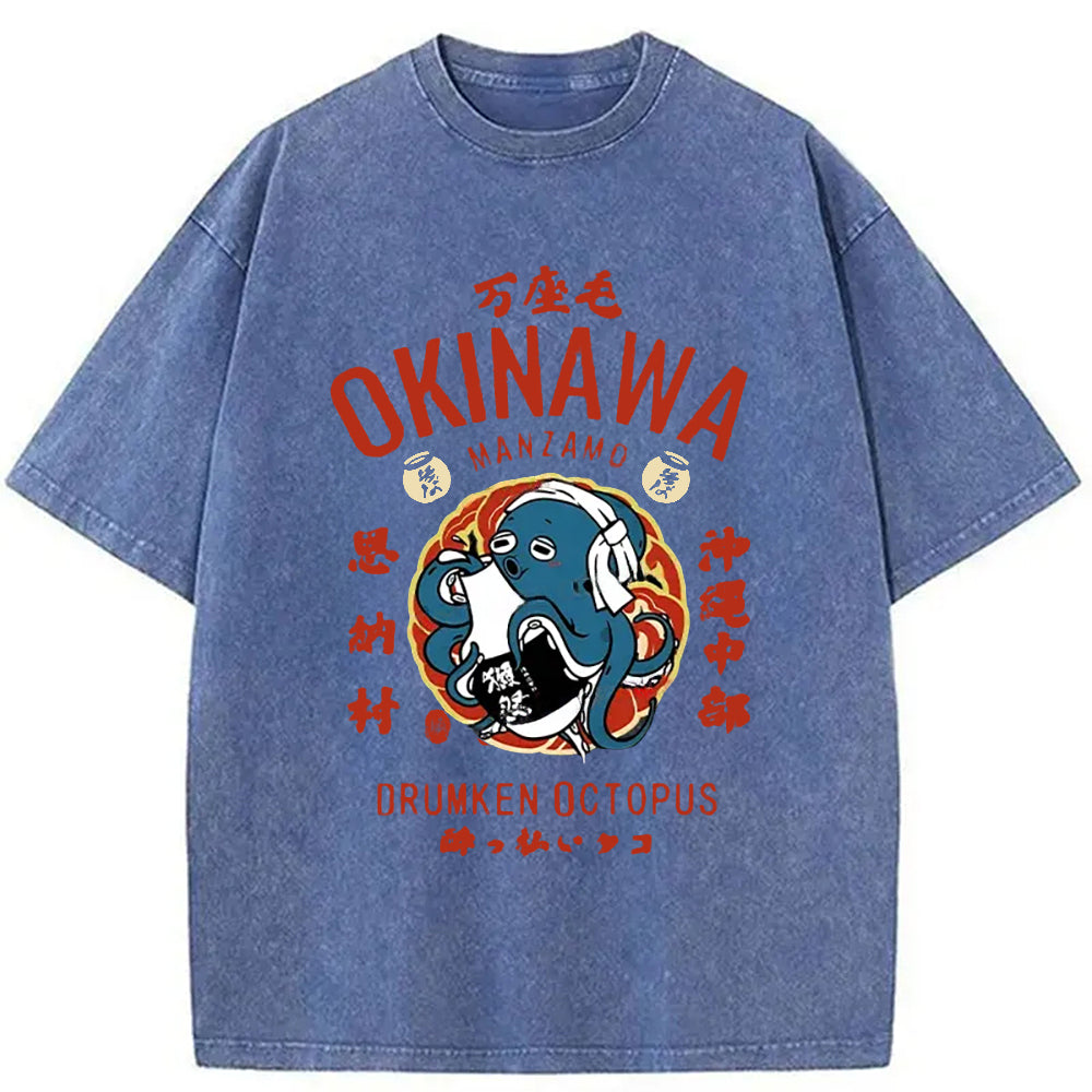 Okinawa Drunken Octopus Washed T-Shirt