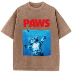 Paws Cat Meme Washed T-Shirt
