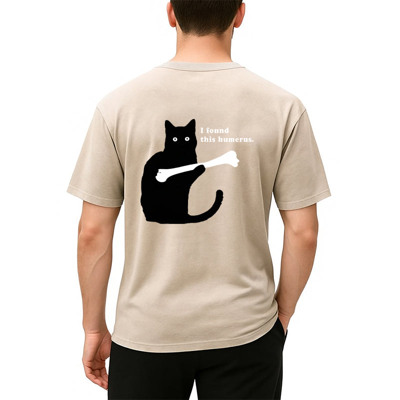 Cat Finds Human Bones Back Washed T-Shirt