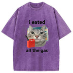 I Eated All The Gas Cat Funny Washed T-Shirt