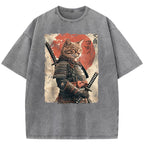 Samurai Cat Washed T-Shirt