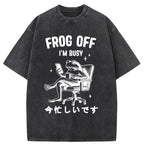 Busy Frog Funny Washed T-Shirt