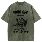 Busy Frog Funny Washed T-Shirt