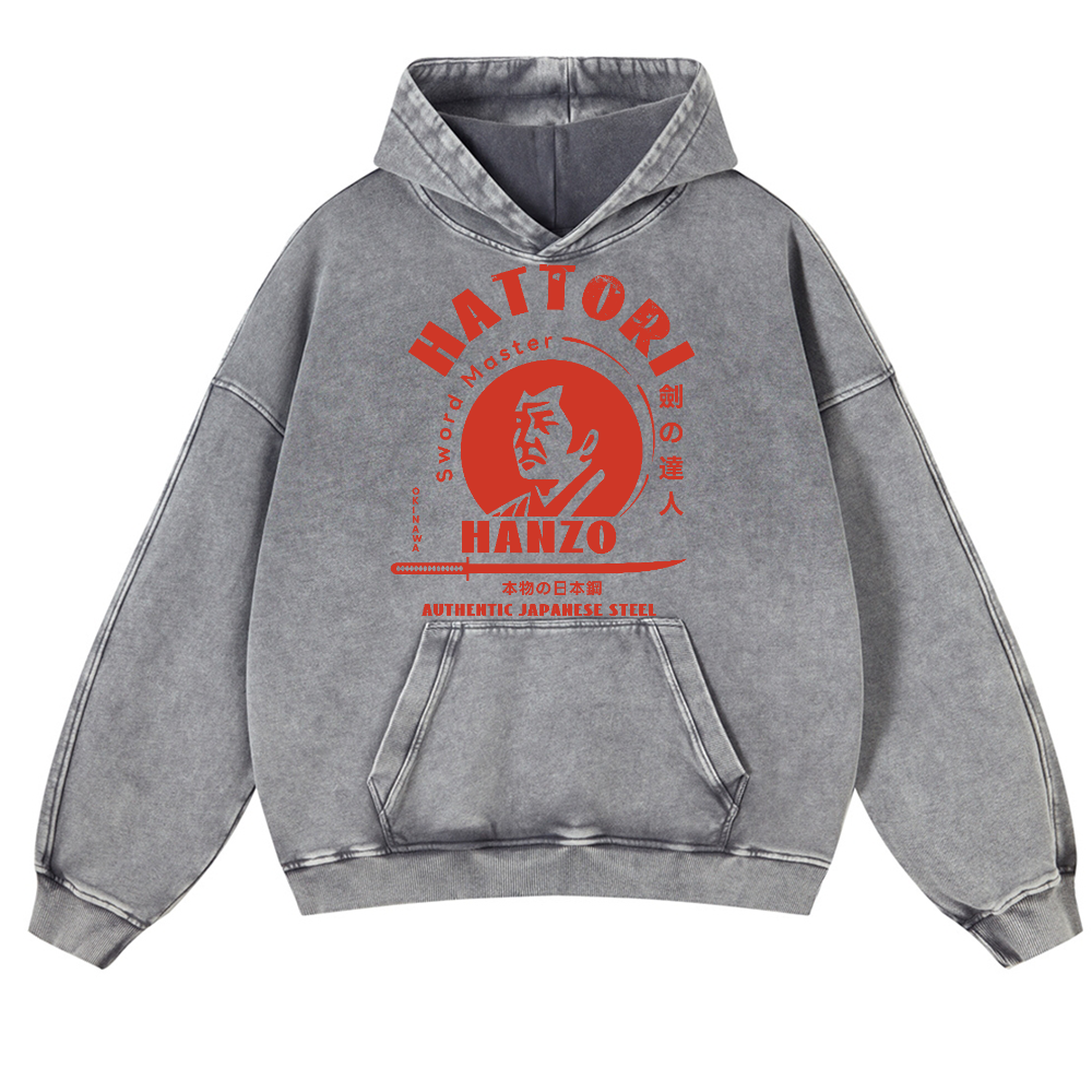 Okinawa Hattori Hanzo Vintage Washed Thick Cotton Hoodie