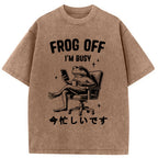 Busy Frog Funny Washed T-Shirt