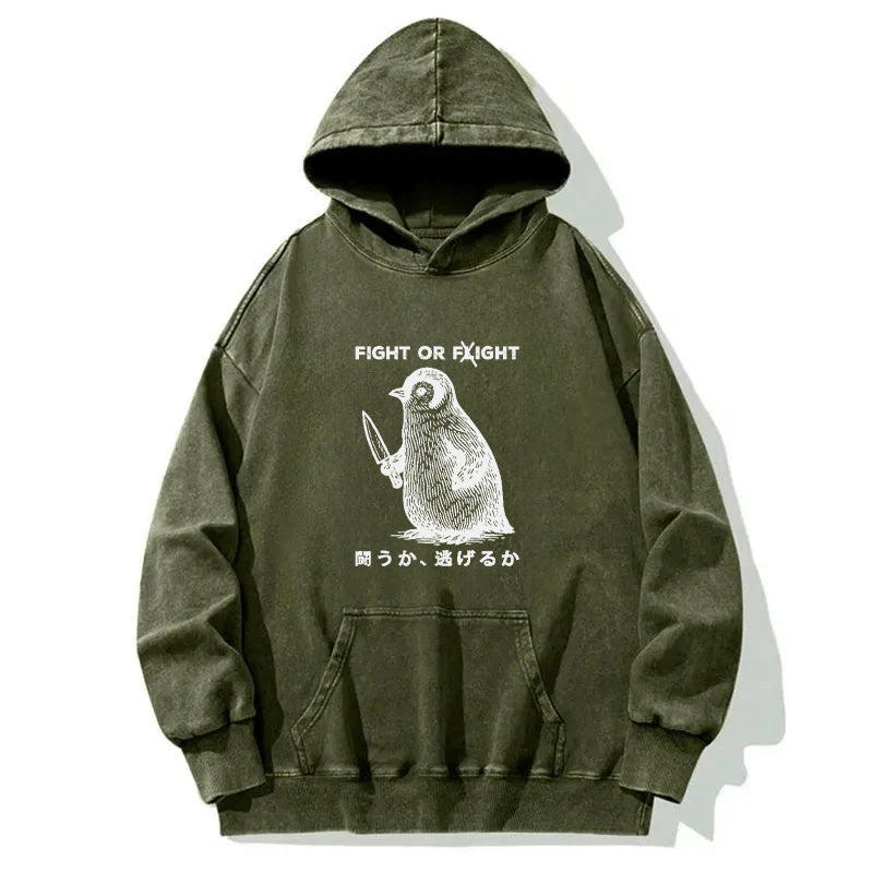 Funny Fight Or Flight Washed Hoodie