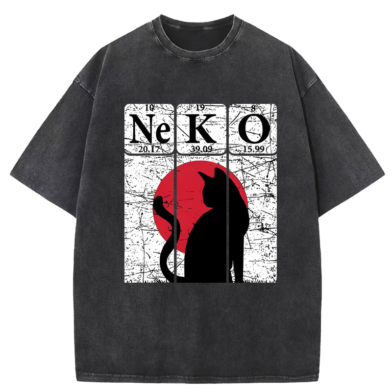 Vintage Cat Silhouette Washed T-Shirt